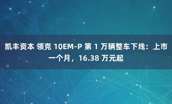 凯丰资本 领克 10EM-P 第 1 万辆整车下线：上市一个月，16.38 万元起